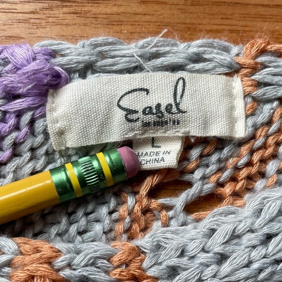 Easel Los Angeles Multicolor Colorful Knit Kimono Sleeve Boatneck Sweater - Picture 5 of 11